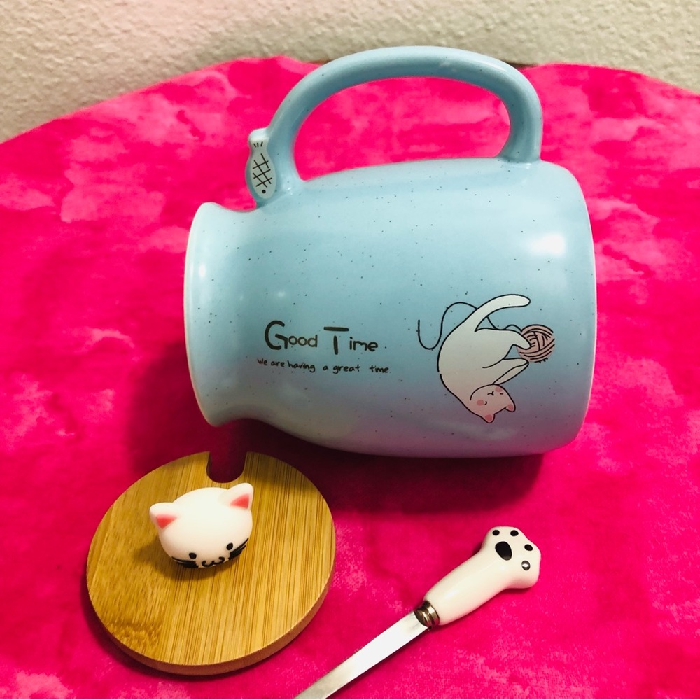 Kitty ‘Good Time’ Coffee/Tea Mug + Spoon - Great Price!! - Picture 2 of 5